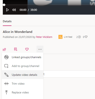 Stream update video details screenshot stream update video details